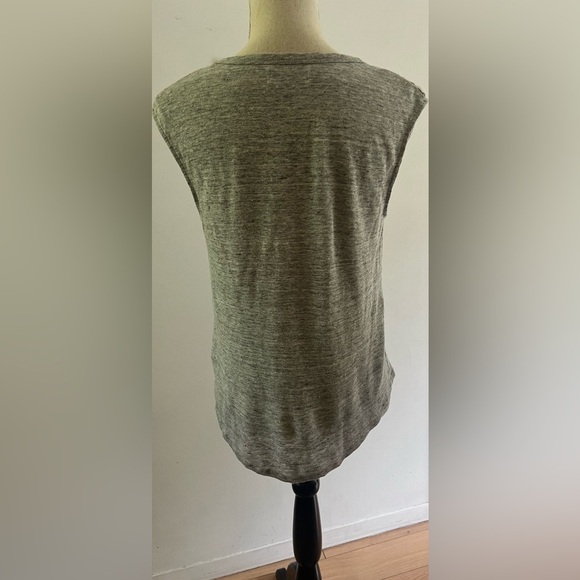 Aritzia Community Linen Tee V Neck Sleeveless XS Grey Oversized - Picture 2 of 4